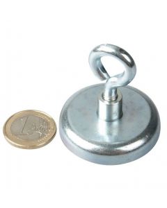 Ösenmagnet / Magnet mit Öse Ø 42mm – Neodym (NdFeB) Zink - Haftkraft 68 kg