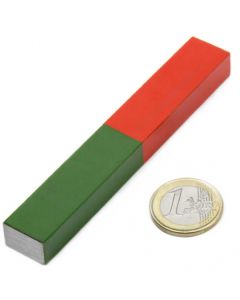 Quader Stabmagnet Schulmagnet AlNiCo 100 x 15 x 10mm rot-grün - Max. Temp 400°C