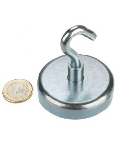 Magnethaken, Magnet mit Haken Ø 60 mm, Neodym, Zink - Hält 110 kg - Hakenmagnet