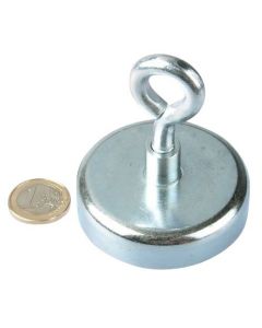 Ösenmagnet / Magnet mit Öse Ø 60mm – Neodym (NdFeB) Zink - Haftkraft 110 kg