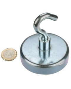 Magnethaken, Magnet mit Haken Ø 75 mm, Neodym, Zink - Hält 160 kg - Hakenmagnet