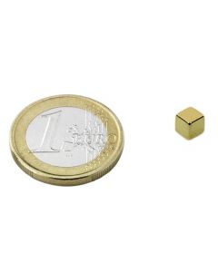 Magnetwürfel Würfelmagnet  5 x 5 x 5mm Neodym N42, Gold – hält 1,5 kg