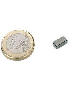 Quadermagnet Magnet-Quader  10 x  6 x  2mm Neodym N52, Nickel - Haftkraft 1,25kg