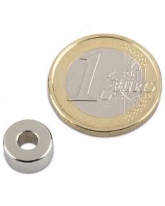 Ringmagnet Magnetring Ø 10/4 x 5 mm Neodym N42, Nickel - Haftkraft 2,2 kg