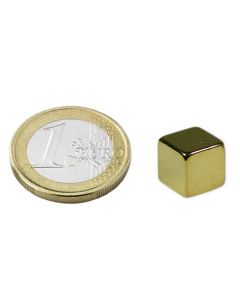 Magnetwürfel Würfelmagnet  8 x 8 x 8mm Neodym N45, Gold – hält 4,5 kg