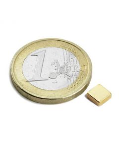 Quadermagnet Magnet-Quader   5 x   3 x  2mm Neodym N52, Gold - Haftkraft 550g