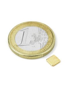 Quadermagnet Magnet-Quader   5 x   5 x  1,2mm Neodym N50, Gold - Haftkraft 450g