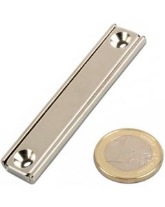 Flachleisten-Magnet Neodym  60 x 13,5 x 5 mm mit Bohrung und Senkung - hält 30kg